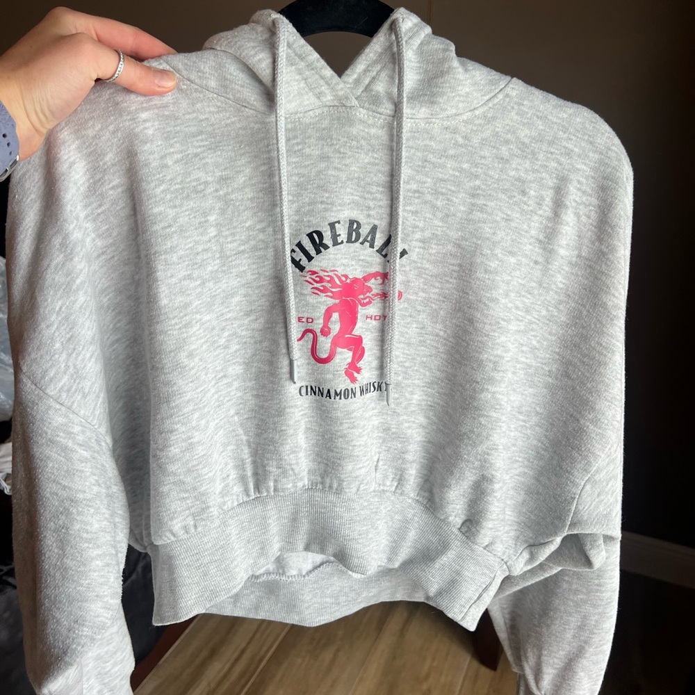Women's Gray Crop Hoodie Fireball